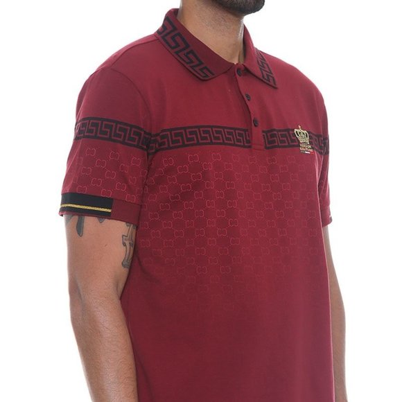 Men's Burgundy Polo Button Down Shirt - Picture 3 of 4